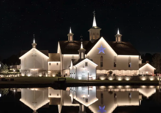 church sky night