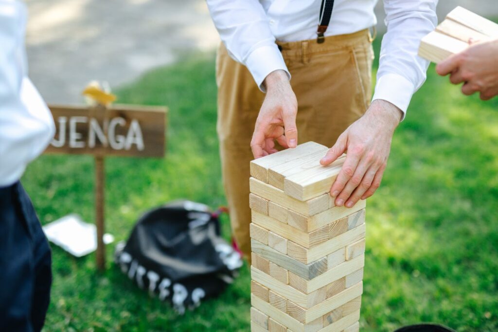 Jenga at a wedding