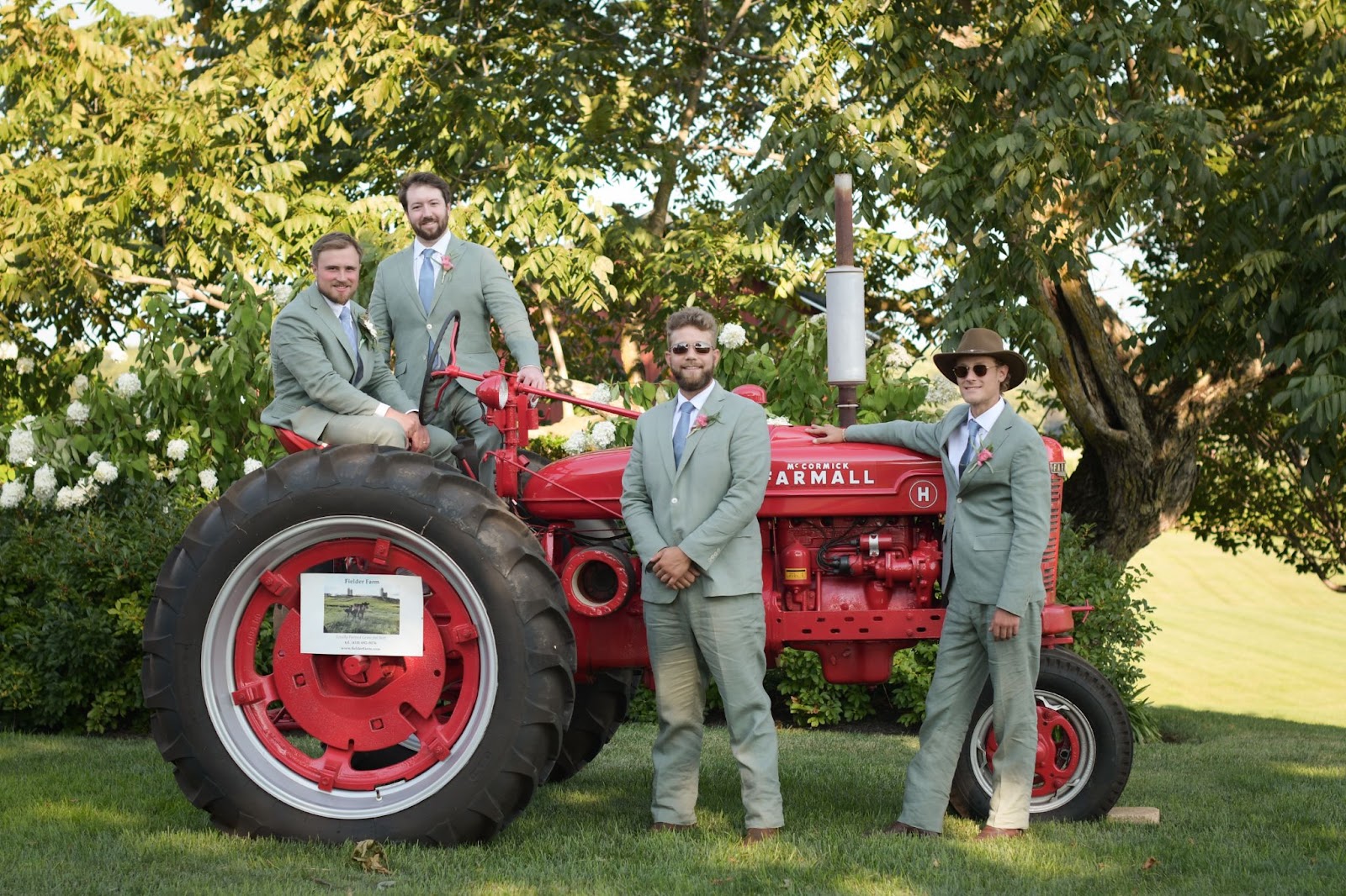 groom groomsmen tractor